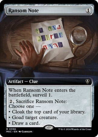 (356) Magic The Gathering Commander: Murders at Karlov Manor: Extras Single: Ransom Note (V.2) Rare