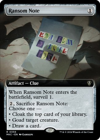 (358) Magic The Gathering Commander: Murders at Karlov Manor: Extras Single: Ransom Note (V.4) Rare