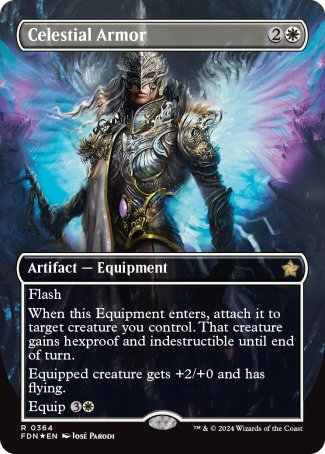 (364) Magic The Gathering Magic: The Gathering Foundations: Extras Single: Celestial Armor (V.2) Rare