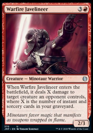 (370) Magic The Gathering Jumpstart Single: Warfire Javelineer Uncommon