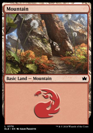 (376) Magic The Gathering Bloomburrow: Extras Single: Mountain (V.2) Holo Land
