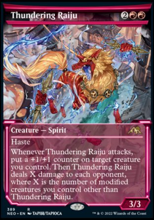 (389) Magic The Gathering Kamigawa: Neon Dynasty: Extras Single: Thundering Raiju (V.1) Rare