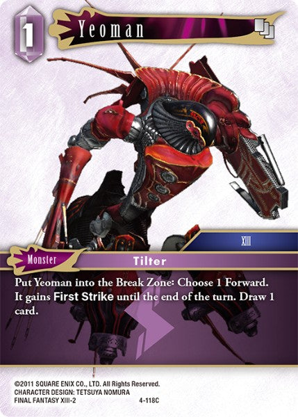 (118) Final Fantasy TCG Opus IV Single: Yeoman (4-118) Common