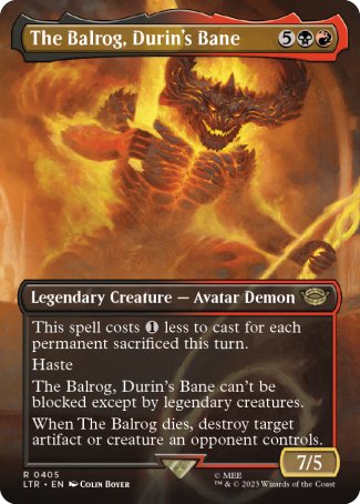 (405) Magic The Gathering The Lord of the Rings: Tales of Middle-earth: Extras Single: The Balrog, Durin's Bane Rare