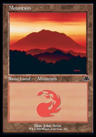 (409) Magic The Gathering Dominaria Remastered Single: Mountain (V.2) Holo Land