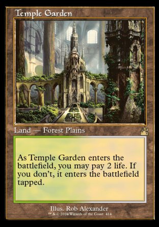 (414) Magic The Gathering Ravnica Remastered: Extras Single: Temple Garden (V.2) Rare