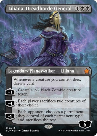 (419) Magic The Gathering Magic: The Gathering Foundations: Extras Single: Liliana, Dreadhorde General (V.2) Holo Mythic