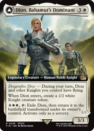 (428) Magic The Gathering Magic: The Gathering - FINAL FANTASY: Extras Single: Dion, Bahamut's Dominant // Bahamut, Warden of Light (V.2) Holo Rare