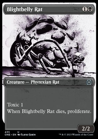 (435) Magic The Gathering Phyrexia: All Will Be One: Extras Single: Blightbelly Rat (V.2) Holo Uncommon
