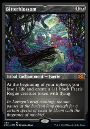 (436) Magic The Gathering Double Masters 2022: Extras Single: Bitterblossom Holo Mythic