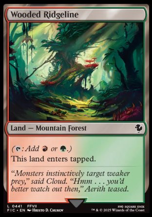 (441) Magic The Gathering Commander: Magic: The Gathering - FINAL FANTASY: Collector's Edition Single: Wooded Ridgeline Holo Common