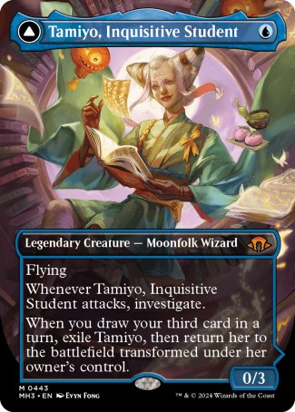 (443) Magic The Gathering Modern Horizons 3: Extras Single: Tamiyo, Inquisitive Student // Tamiyo, Seasoned Scholar (V.1) Mythic