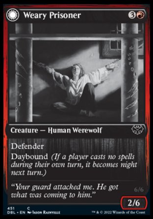 (451) Magic The Gathering Innistrad: Double Feature Single: Weary Prisoner // Wrathful Jailbreaker Holo Common