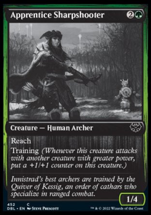 (452) Magic The Gathering Innistrad: Double Feature Single: Apprentice Sharpshooter Holo Common