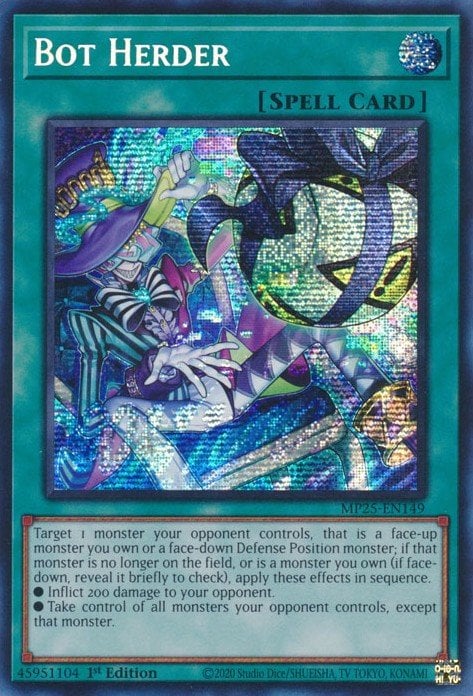 (149) YuGiOh TCG MP25: 2025 Mega-Pack Tin Single: Bot Herder  Secret Rare