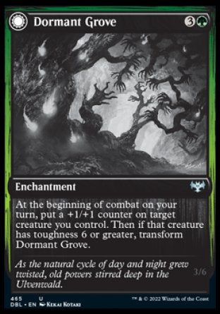 (465) Magic The Gathering Innistrad: Double Feature Single: Dormant Grove // Gnarled Grovestrider Holo Uncommon