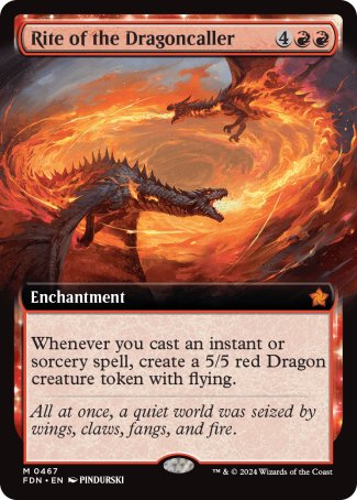 (467) Magic The Gathering Magic: The Gathering Foundations: Extras Single: Rite of the Dragoncaller (V.3) Holo Mythic