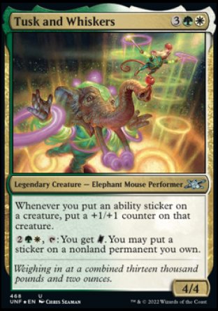 (468) Magic The Gathering Unfinity: Extras Single: Tusk and Whiskers (V.2) Holo Uncommon