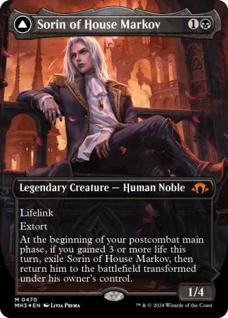 (470) Magic The Gathering Modern Horizons 3: Extras Single: Sorin of House Markov // Sorin, Ravenous Neonate (V.2) Holo Mythic