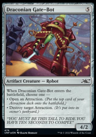 (474) Magic The Gathering Unfinity: Extras Single: Draconian Gate-Bot Holo Common