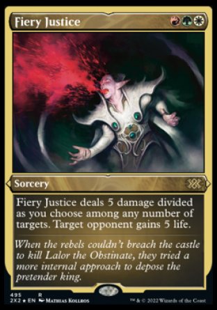 (495) Magic The Gathering Double Masters 2022: Extras Single: Fiery Justice Holo Rare