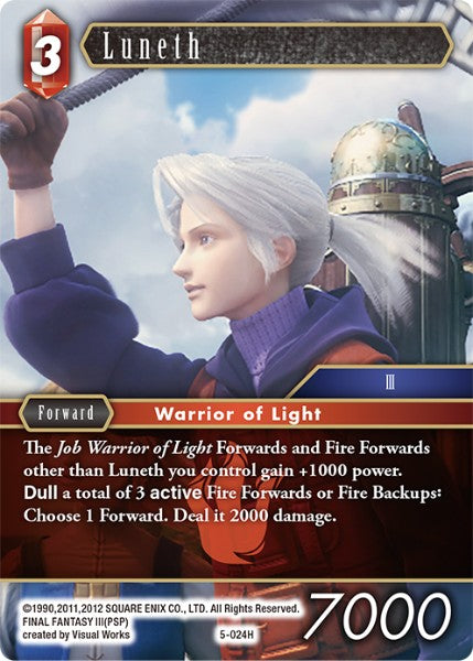 (024) Final Fantasy TCG Opus V Single: Luneth (5-024) Holo Hero