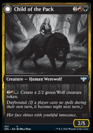 (501) Magic The Gathering Innistrad: Double Feature Single: Child of the Pack // Savage Packmate Uncommon