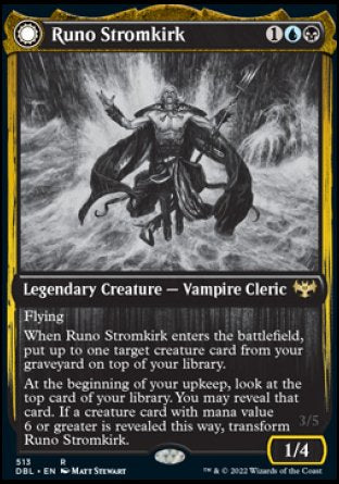 (513) Magic The Gathering Innistrad: Double Feature Single: Runo Stromkirk // Krothuss, Lord of the Deep Rare