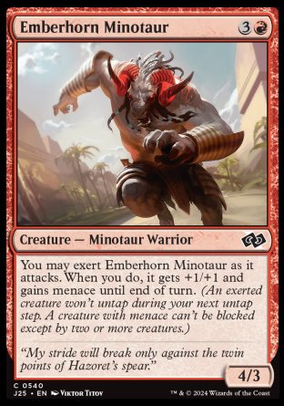 (540) Magic The Gathering Foundations Jumpstart Single: Emberhorn Minotaur Common