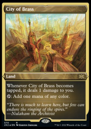 (570) Magic The Gathering Double Masters 2022: Extras Single: City of Brass (V.2) Holo Rare
