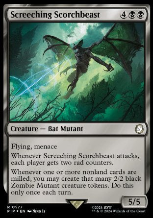 (577) Magic The Gathering Universes Beyond: Fallout: Extras Single: Screeching Scorchbeast (V.2) Rare