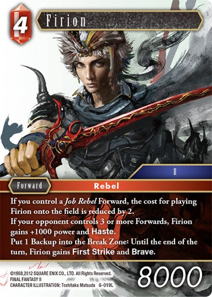 (019) Final Fantasy TCG Opus VI Single: Firion (6-019) Holo Legend