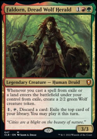 (647) Magic The Gathering Commander Legends: Battle for Baldur's Gate: Extras Single: Faldorn, Dread Wolf Herald (V.1) Holo Mythic