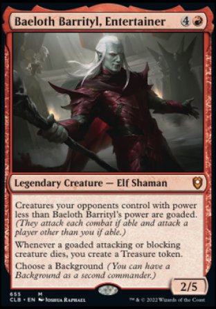 (655) Magic The Gathering Commander Legends: Battle for Baldur's Gate: Extras Single: Baeloth Barrityl, Entertainer (V.1) Holo Mythic