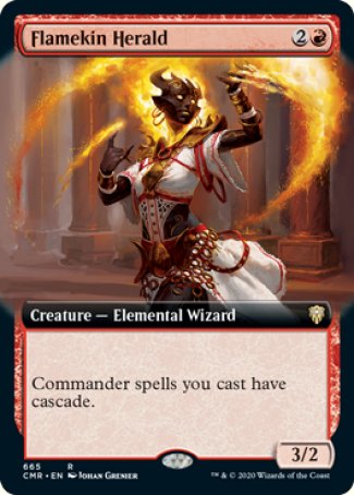 (665/361) Magic The Gathering Commander Legends: Extras Single: Flamekin Herald Holo Rare
