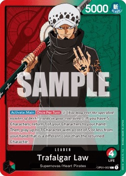 (002) One Piece TCG OP01: Romance Dawn Single: Trafalgar Law (OP01-002) (V.1) Leader
