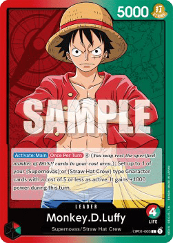 (003) One Piece TCG OP01: Romance Dawn Single: Monkey.D.Luffy (OP01-003) (V.1) Leader