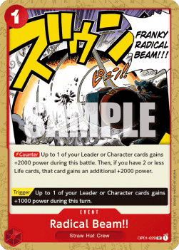 (029) One Piece TCG OP01: Romance Dawn Single: Radical Beam!! (OP01-029) Uncommon
