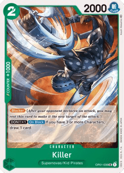 (039) One Piece TCG OP01: Romance Dawn Single: Killer (OP01-039) Uncommon
