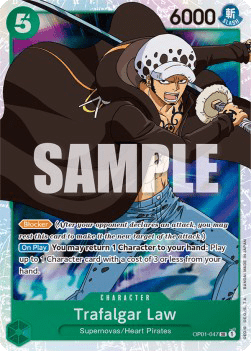 (047) One Piece TCG OP01: Romance Dawn Single: Trafalgar Law (OP01-047) (V.1) Super Rare