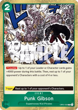 (058) One Piece TCG OP01: Romance Dawn Single: Punk Gibson (OP01-058) Rare