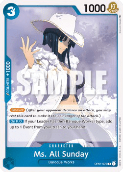 (079) One Piece TCG OP01: Romance Dawn Single: Ms. All Sunday (OP01-079) Rare