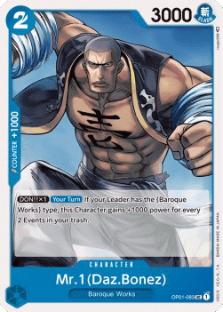 (083) One Piece TCG OP01: Romance Dawn Single: Mr.1(Daz.Bonez) (OP01-083) Uncommon