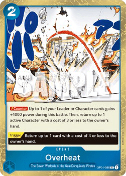(086) One Piece TCG OP01: Romance Dawn Single: Overheat (OP01-086) Rare
