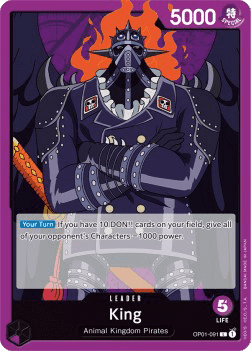 (091) One Piece TCG OP01: Romance Dawn Single: King (OP01-091) (V.1) Leader