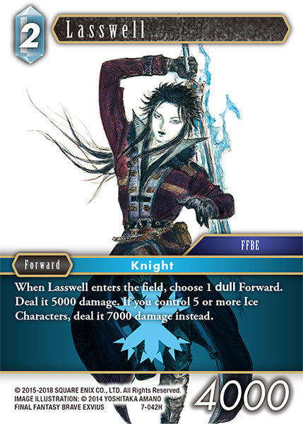 (042) Final Fantasy TCG Opus VII Single: Lasswell (7-042) Holo Hero