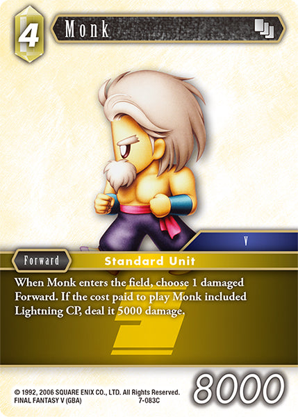 (083) Final Fantasy TCG Opus VII Single: Monk (7-083) Holo Common