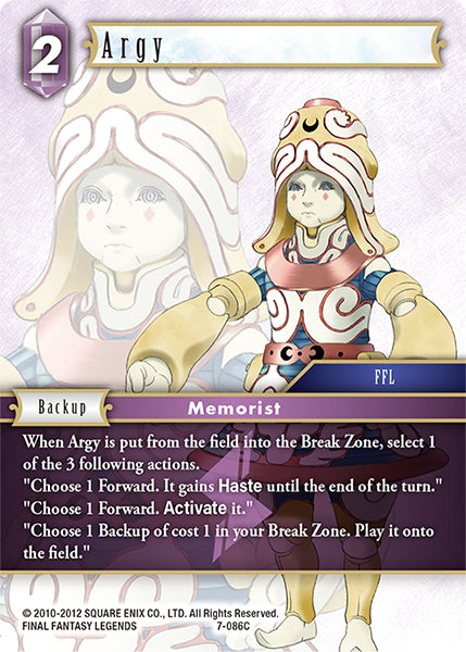 (086) Final Fantasy TCG Opus VII Single: Argy (7-086) Holo Common