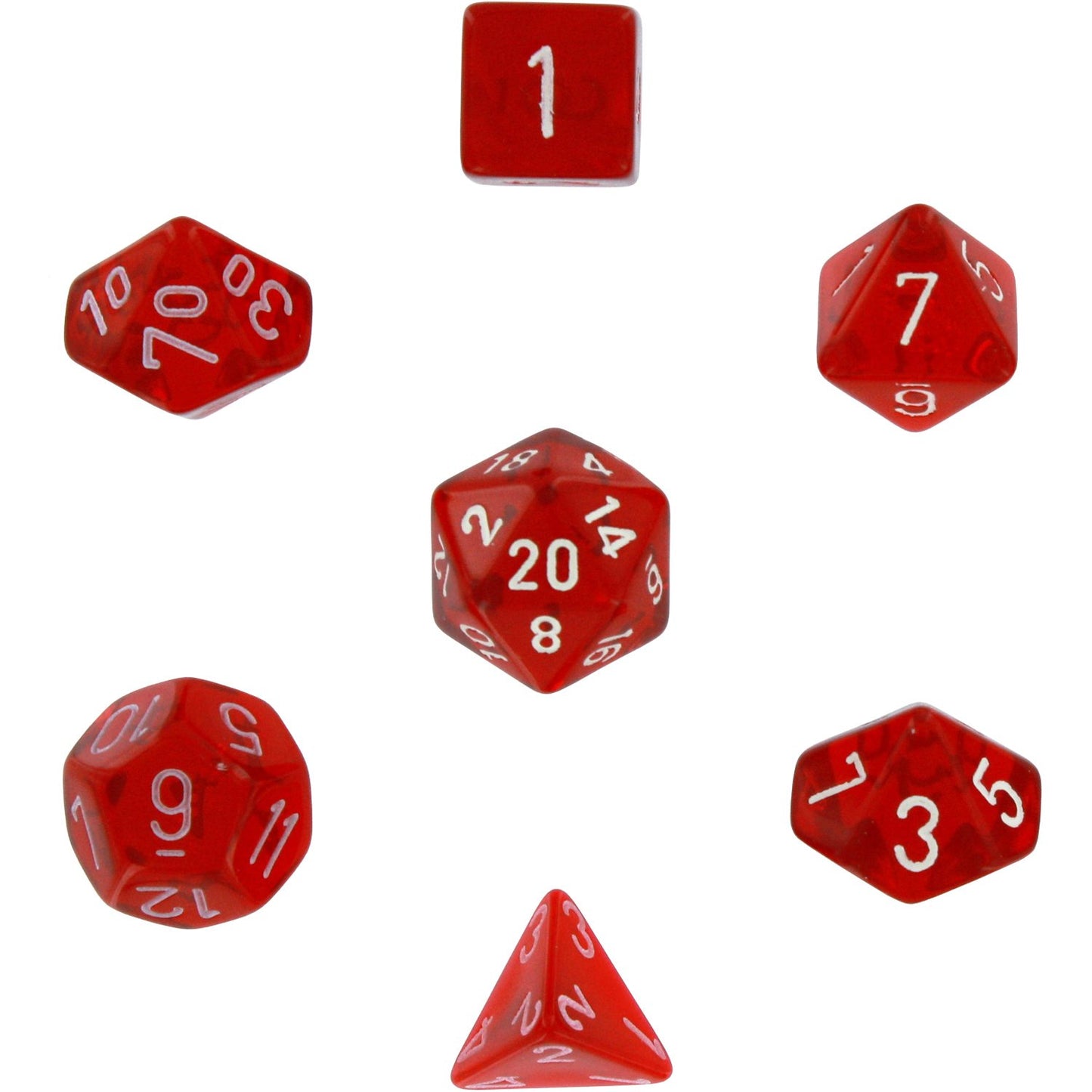 Chessex Translucent Polyhedral 7-Die Set: Red / White