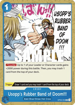 (054) One Piece TCG OP03: Pillars of Strength Single: Usopp's Rubber Band of Doom!!! (OP03-054) Common
